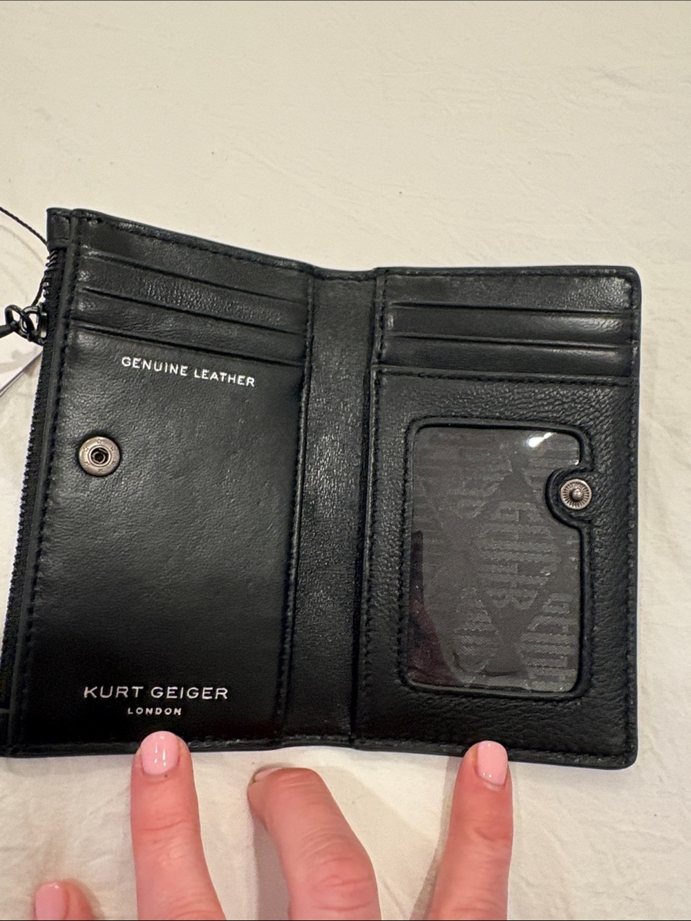 Kurt Geiger Black Quilted Leather Zip wallet - Picture 3 of 3